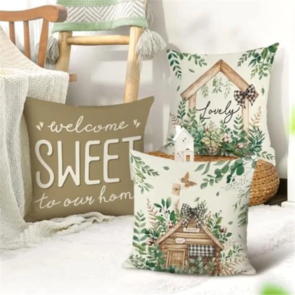 Farmhouse Home Sweet Home Throw Pillow Covers 18x18 Inch Set of 4 Cottage